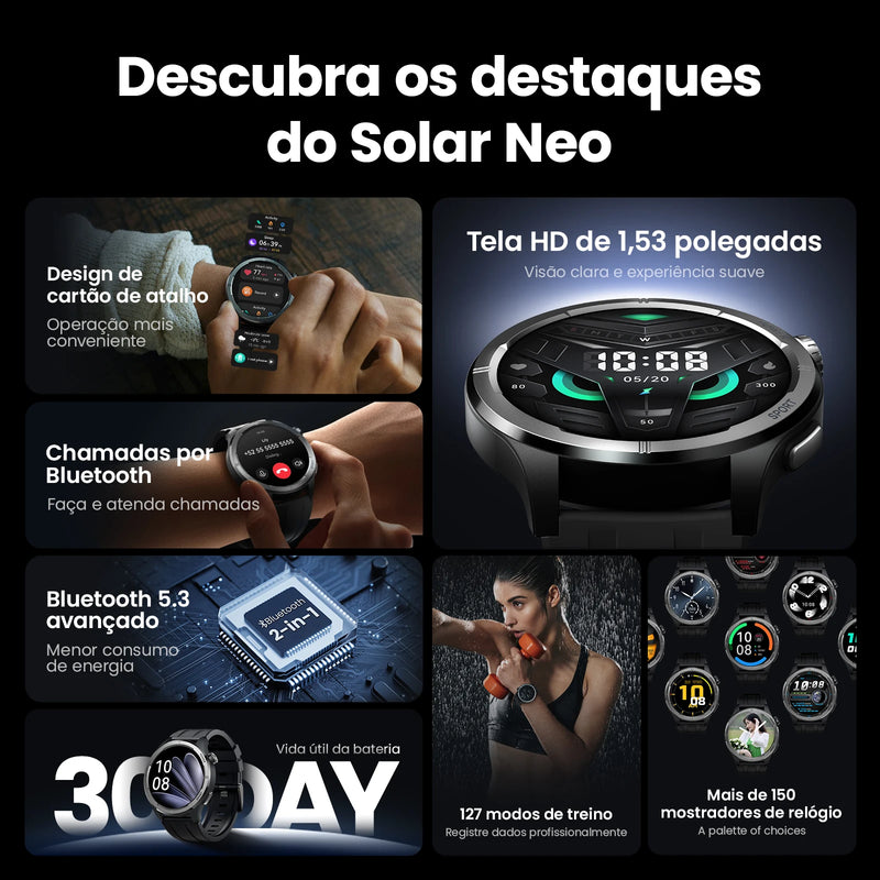 Haylou Solar Neo - Smartwatch com Bluetooth e Monitoramento 24h